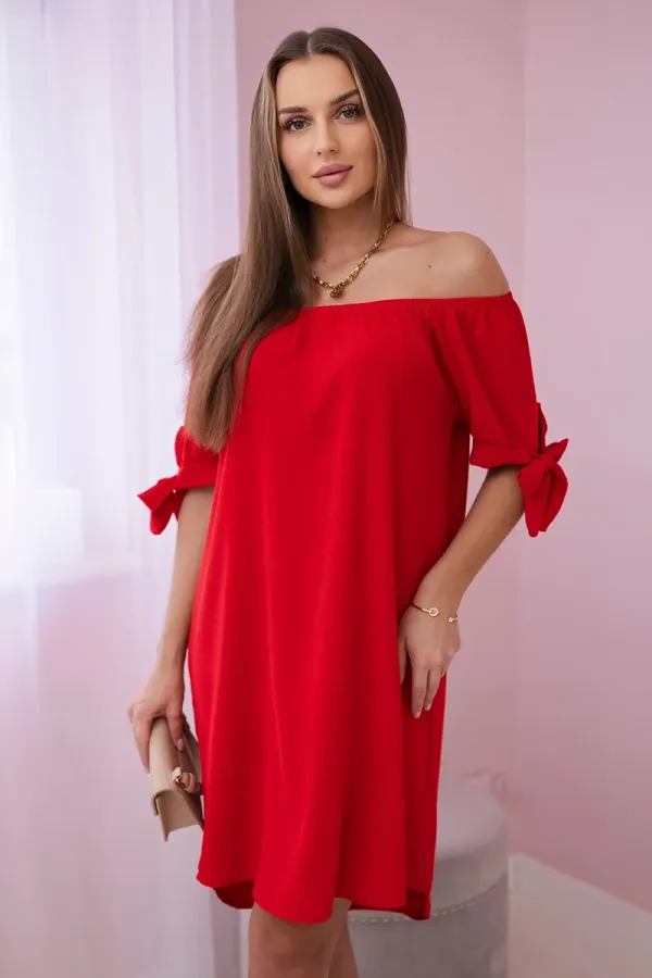 Kesi Włoski Kesi Włoski Dress tied on the sleeves red