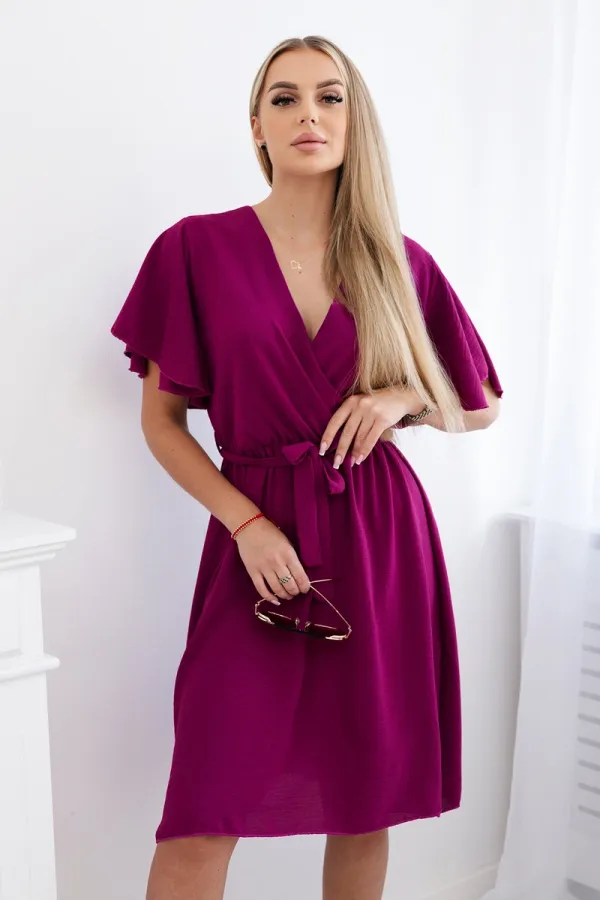 Kesi Włoski Kesi Włoski Dress with a plunging neckline plum