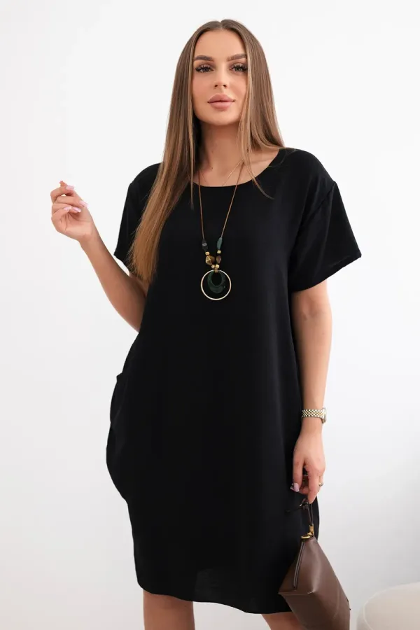 Kesi Włoski Kesi Włoski Dress with pockets and pendant black
