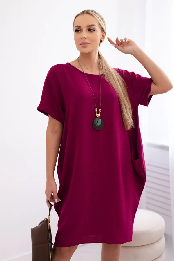 Kesi Włoski Kesi Włoski Dress with pockets and pendant plum