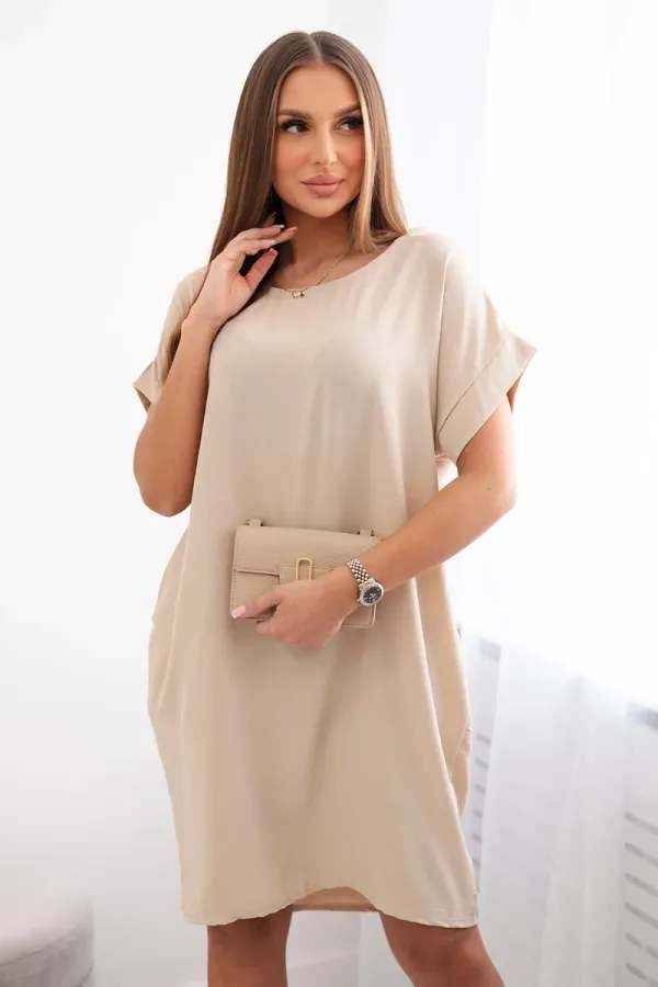 Kesi Włoski Kesi Włoski Dress with pockets beige