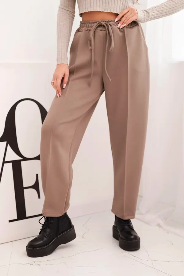 Kesi Włoski Kesi Włoski Elegant women's high-waisted pants with a tie at the waist fango