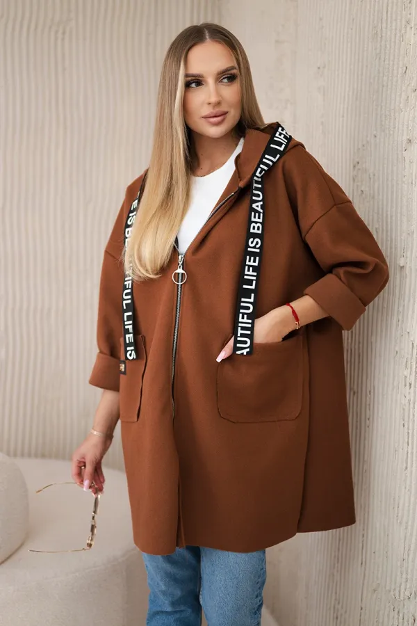 Kesi Włoski Kesi Włoski Hooded coat chocolate