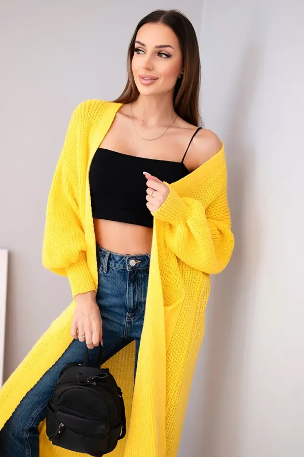 Kesi Włoski Kesi Włoski Long cardigan sweater dark yellow