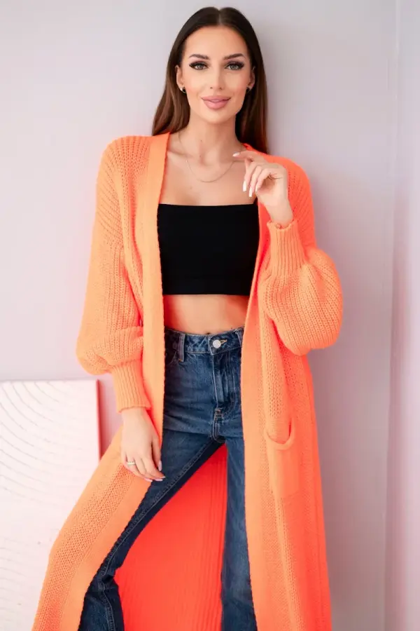 Kesi Włoski Kesi Włoski Long cardigan sweater neon orange