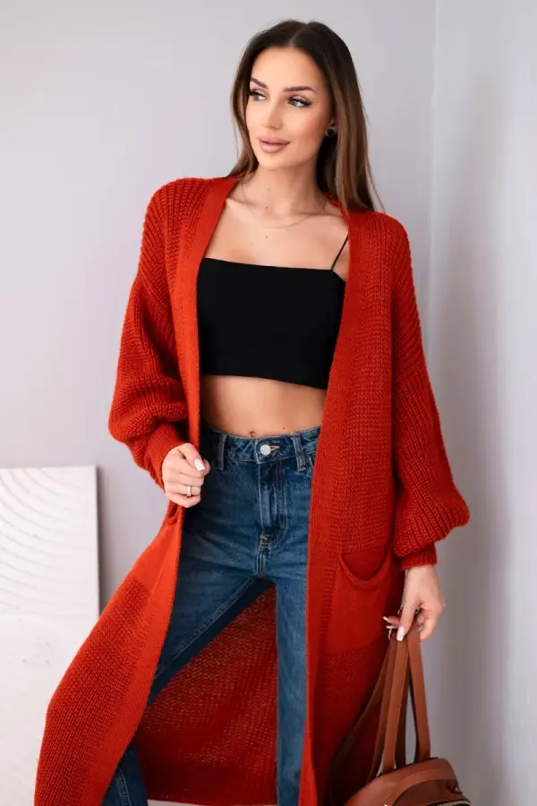 Kesi Włoski Kesi Włoski Long cardigan sweater red