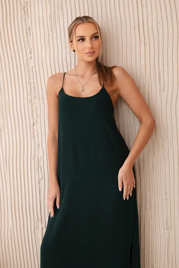 Kesi Włoski Kesi Włoski Long dress with straps dark green