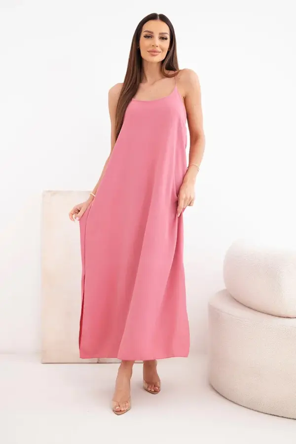 Kesi Włoski Kesi Włoski Long dress with straps dark pink