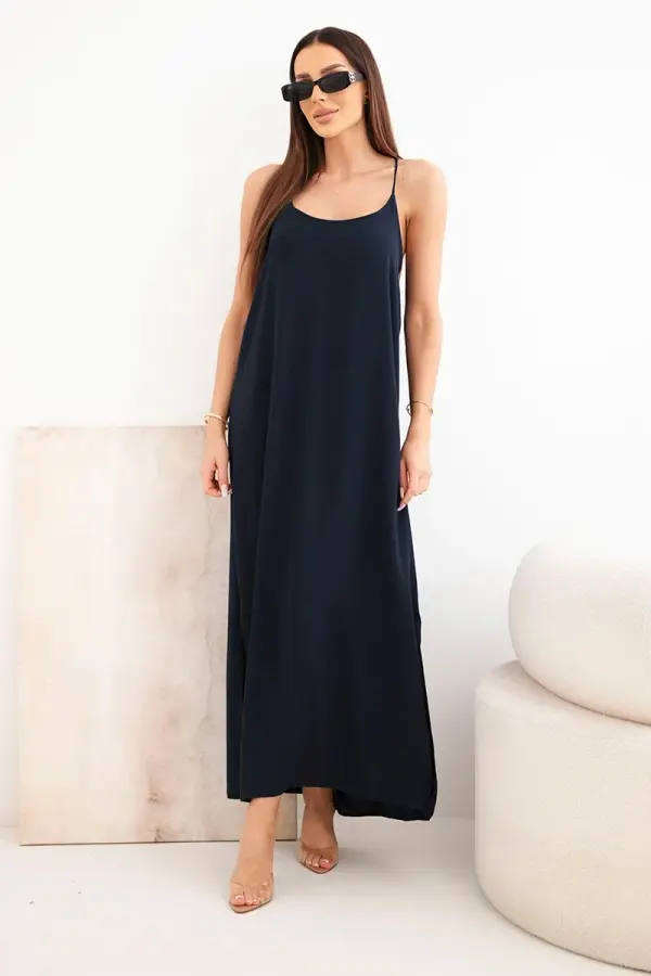 Kesi Włoski Kesi Włoski Long dress with straps navy blue