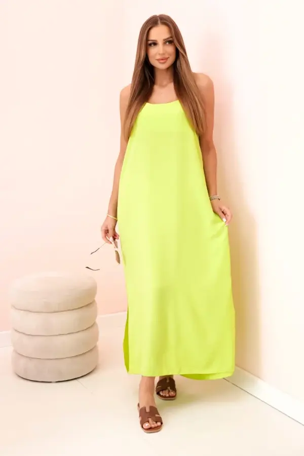 Kesi Włoski Kesi Włoski Long dress with straps neon green