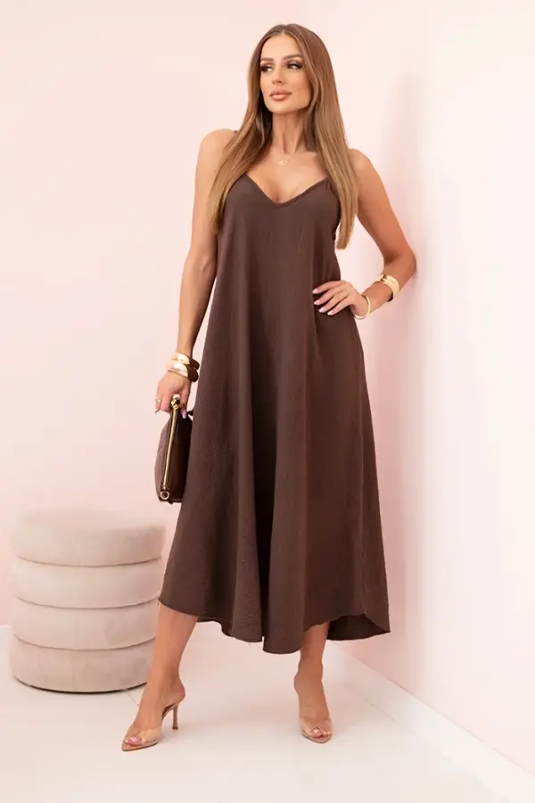Kesi Włoski Kesi Włoski Muslin dress with straps brown