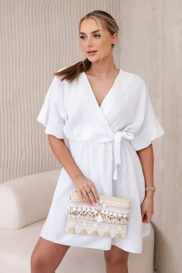 Kesi Włoski Kesi Włoski Muslin dress with waist white