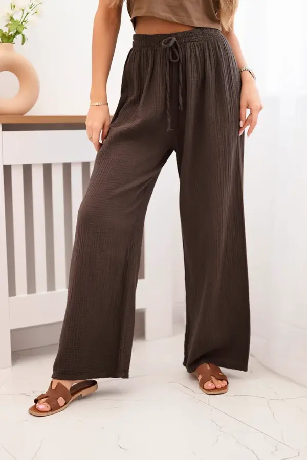 Kesi Włoski Kesi Włoski Muslin pants with a wide leg brown