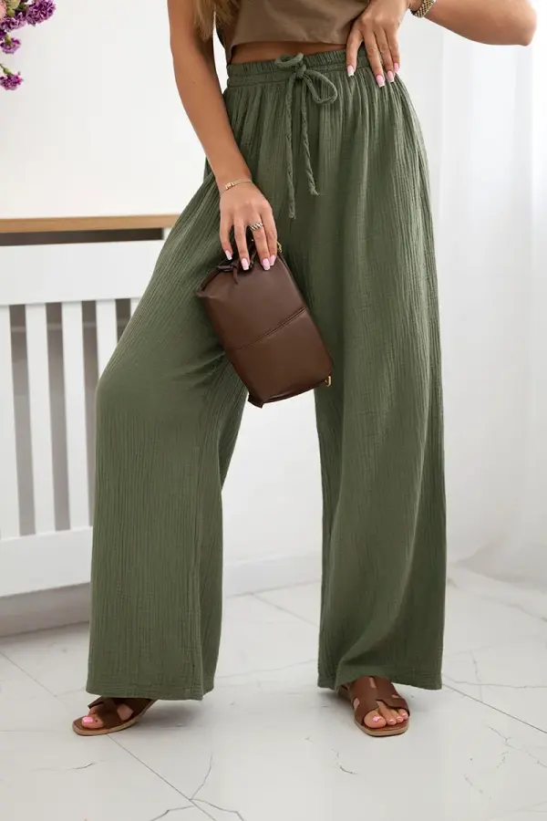 Kesi Włoski Kesi Włoski Muslin pants with a wide leg khaki