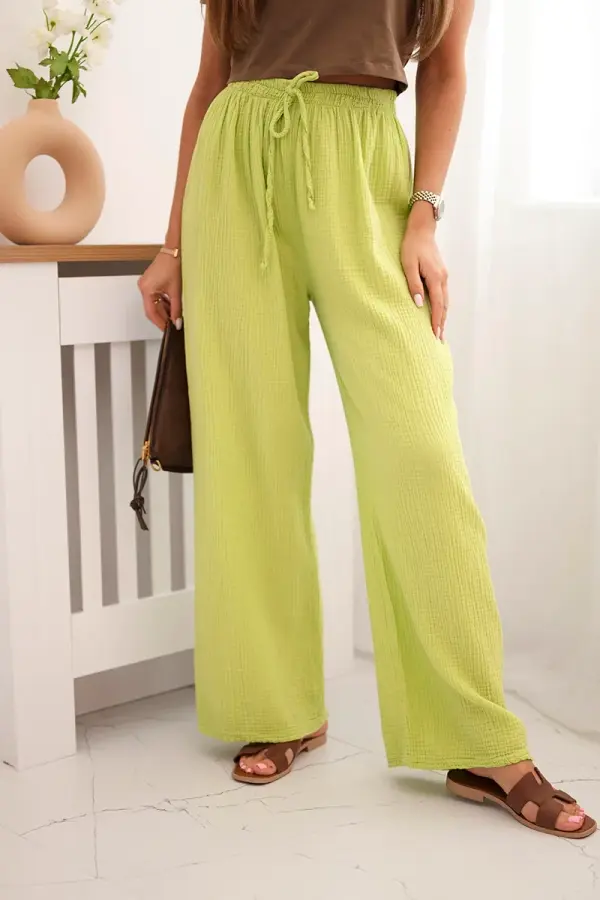 Kesi Włoski Kesi Włoski Muslin pants with a wide leg kiwi