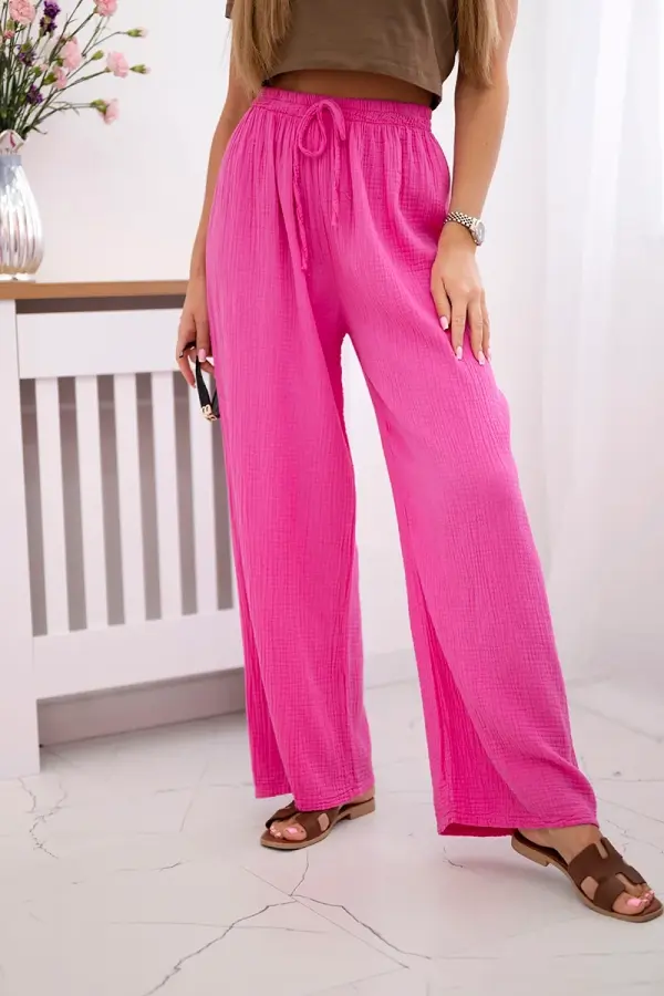 Kesi Włoski Kesi Włoski Muslin pants with a wide leg pink