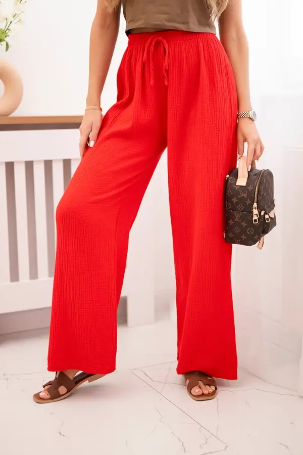 Kesi Włoski Kesi Włoski Muslin pants with a wide leg red