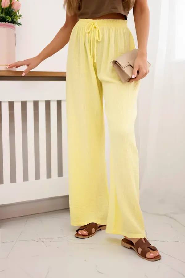 Kesi Włoski Kesi Włoski Muslin pants with a wide leg yellow