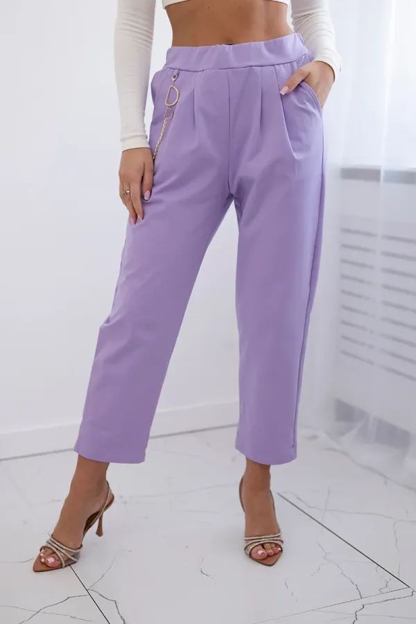 Kesi Włoski Kesi Włoski New punto trousers trousers with chain light purple