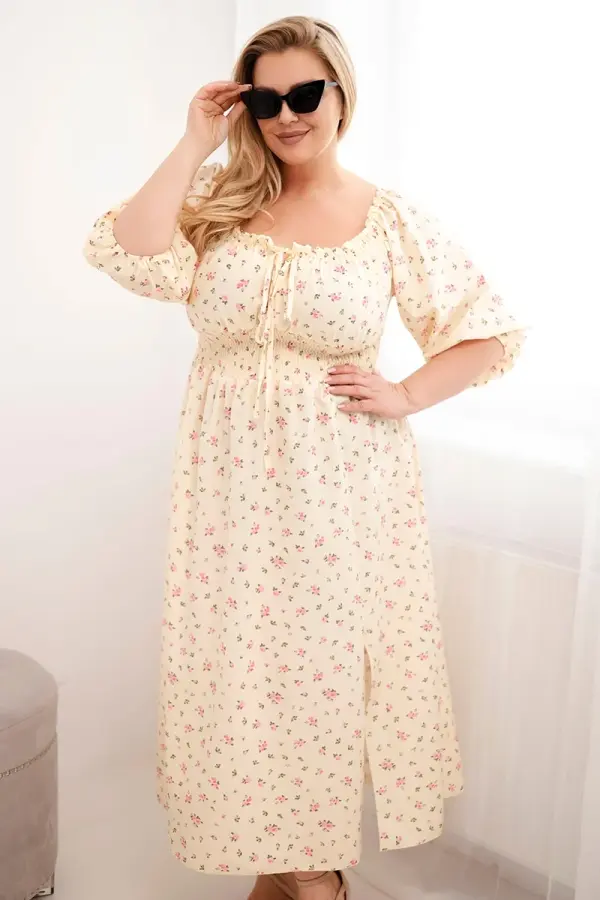 Kesi Włoski Kesi Włoski Obleka velike velikosti z naborki