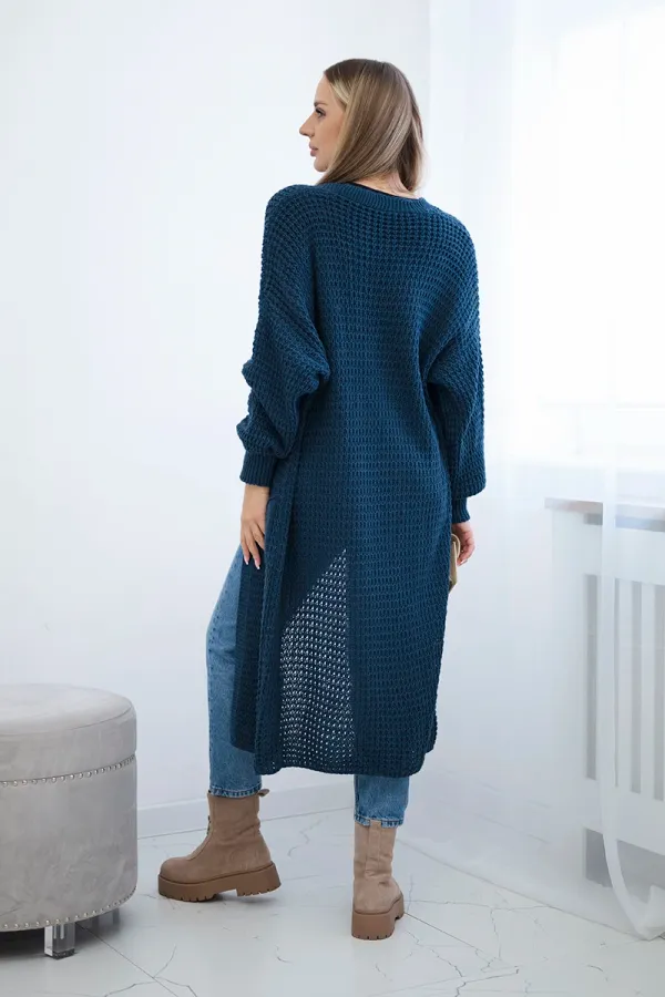 Kesi Włoski Kesi Włoski Openwork cardigan with pockets denim