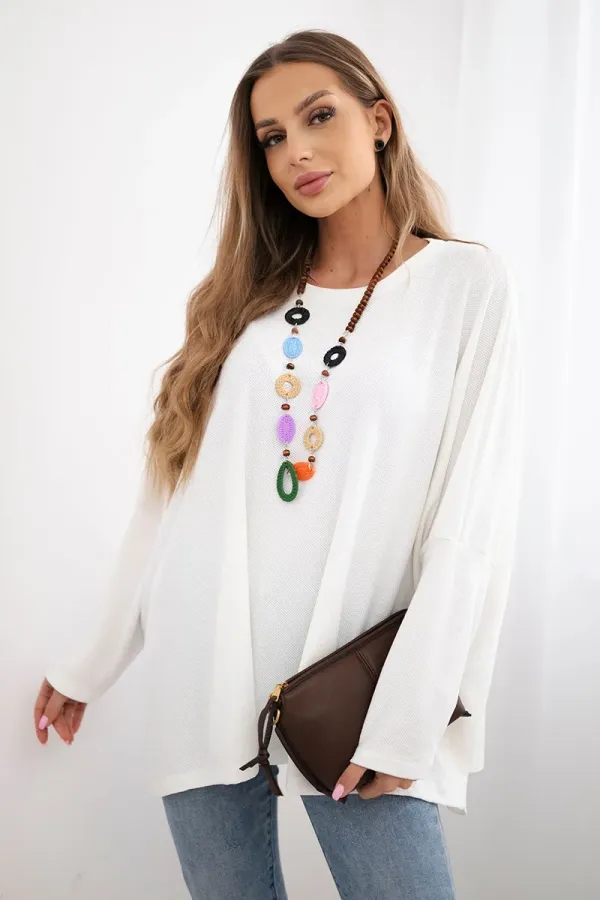 Kesi Włoski Kesi Włoski Oversize blouse with necklace ecru