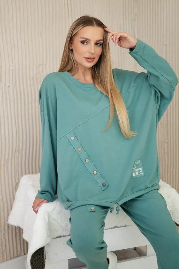 Kesi Włoski Kesi Włoski Oversize cotton set sweatshirt + pants dark mint