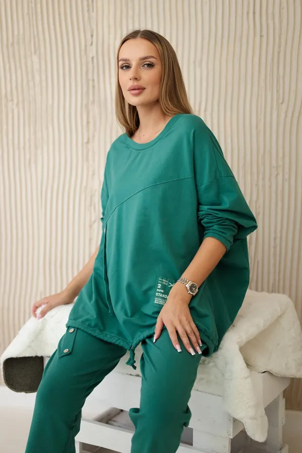 Kesi Włoski Kesi Włoski Oversize cotton set sweatshirt + pants green