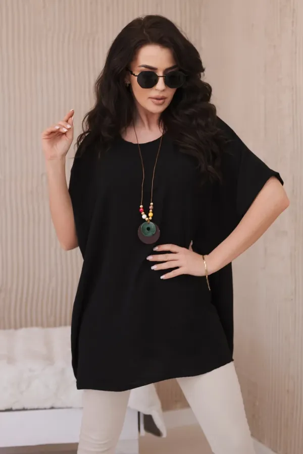 Kesi Włoski Kesi Włoski Oversized blouse with pendant black
