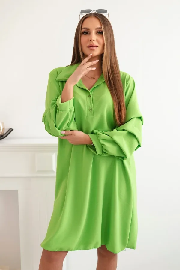 Kesi Włoski Kesi Włoski Oversized dress with decorative sleeves bright green