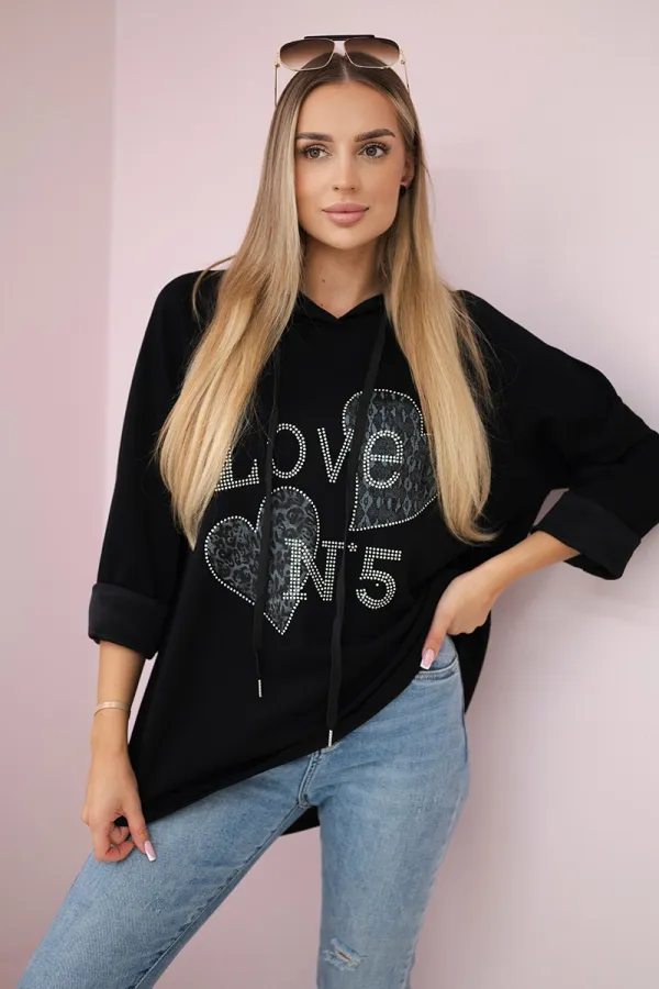 Kesi Włoski Kesi Włoski Oversized viscose sweatshirt Love black