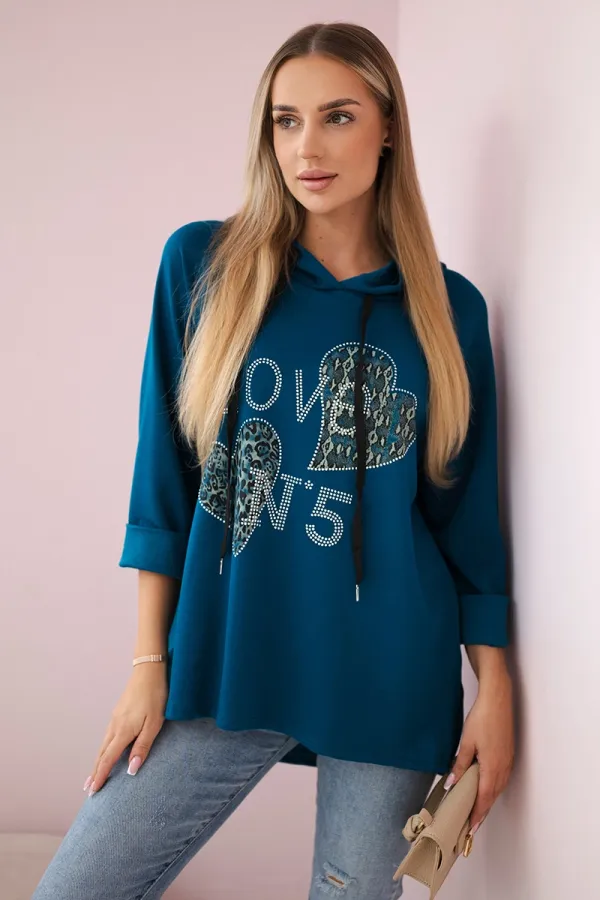 Kesi Włoski Kesi Włoski Oversized viscose sweatshirt Love nautical