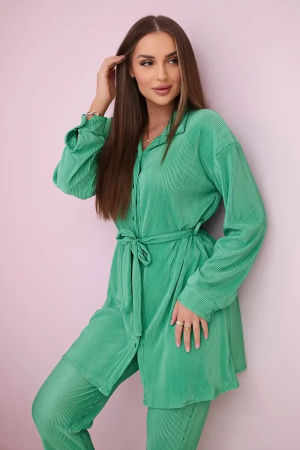 Kesi Włoski Kesi Włoski Pleated set shirt + trousers green