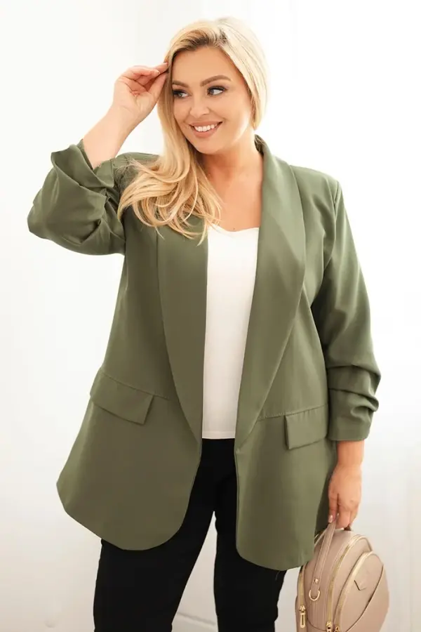 Kesi Włoski Kesi Włoski Plus Size elegant women's blazer khaki
