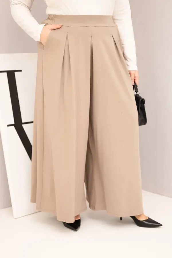 Kesi Włoski Kesi Włoski Plus Size women's cotton pants with wide legs and a loose fit fango