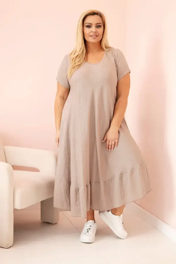 Kesi Włoski Kesi Włoski Plus size women's dress with short sleeves and ruffle made of light viscose fango