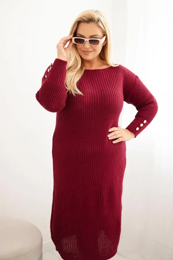 Kesi Włoski Kesi Włoski Plus Size women's sweater dress with mohair burgundy
