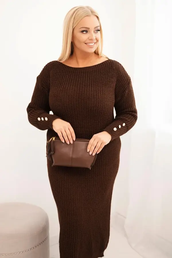 Kesi Włoski Kesi Włoski Plus Size women's sweater dress with mohair chocolate
