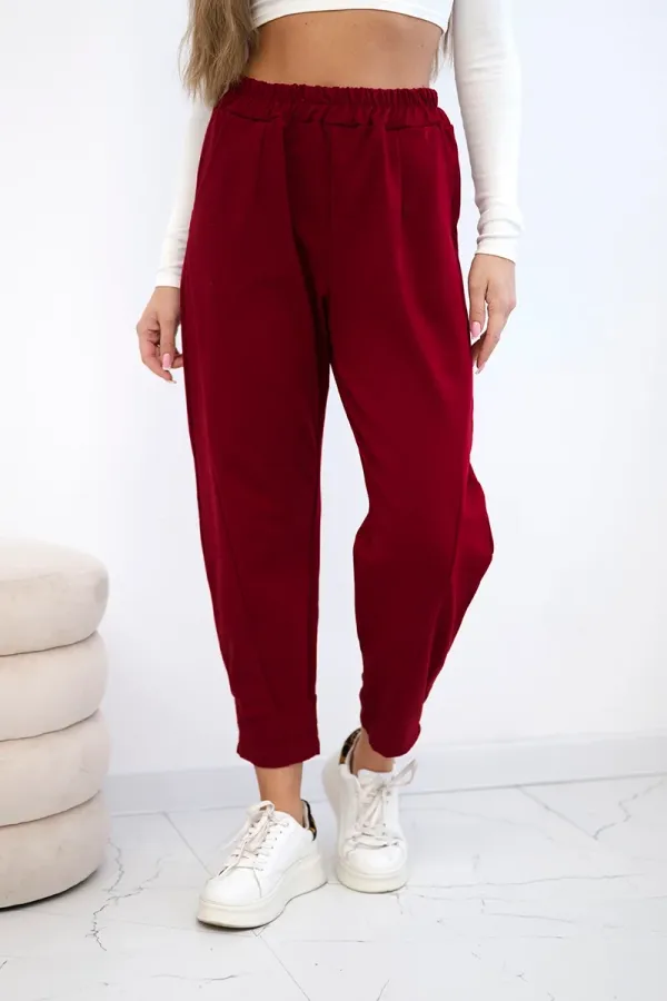 Kesi Włoski Kesi Włoski Punto Milano Winter trousers with pockets burgundy