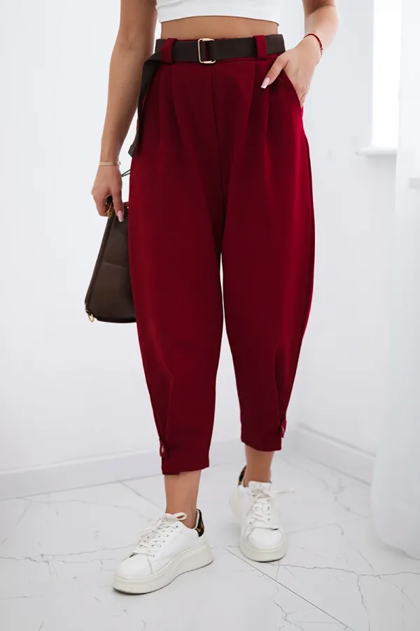 Kesi Włoski Kesi Włoski Punto trousers with leg closure burgundy