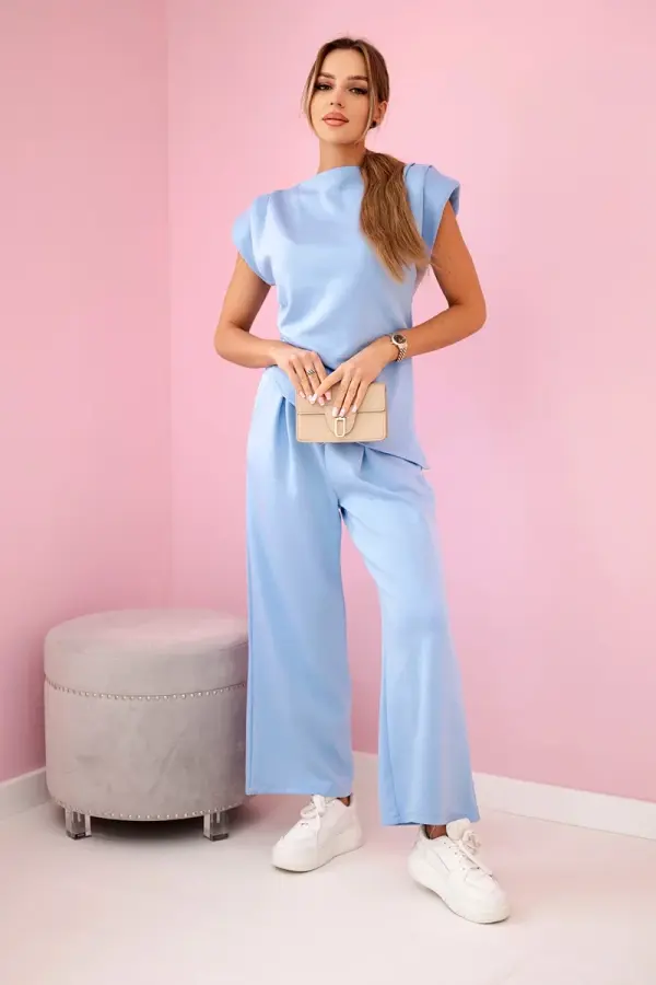 Kesi Włoski Kesi Włoski Set asymmetrical blouse + pants blue
