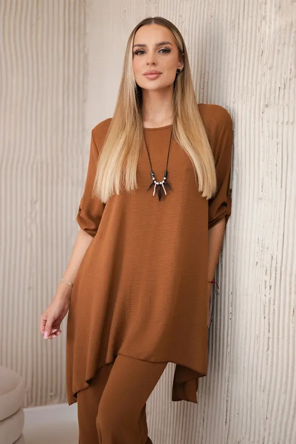 Kesi Włoski Kesi Włoski Set of blouse + pants with pendant camel