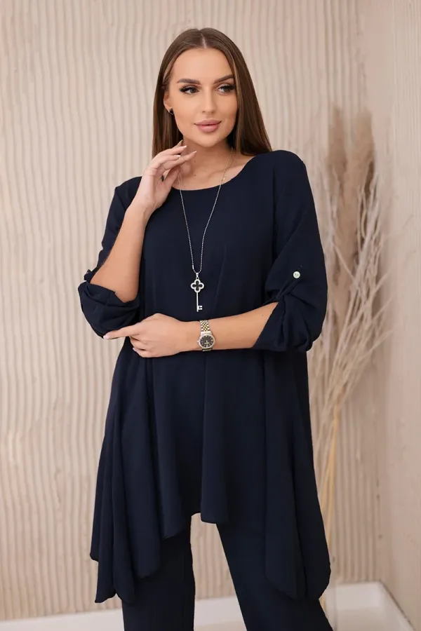 Kesi Włoski Kesi Włoski Set of blouse + pants with pendant navy blue