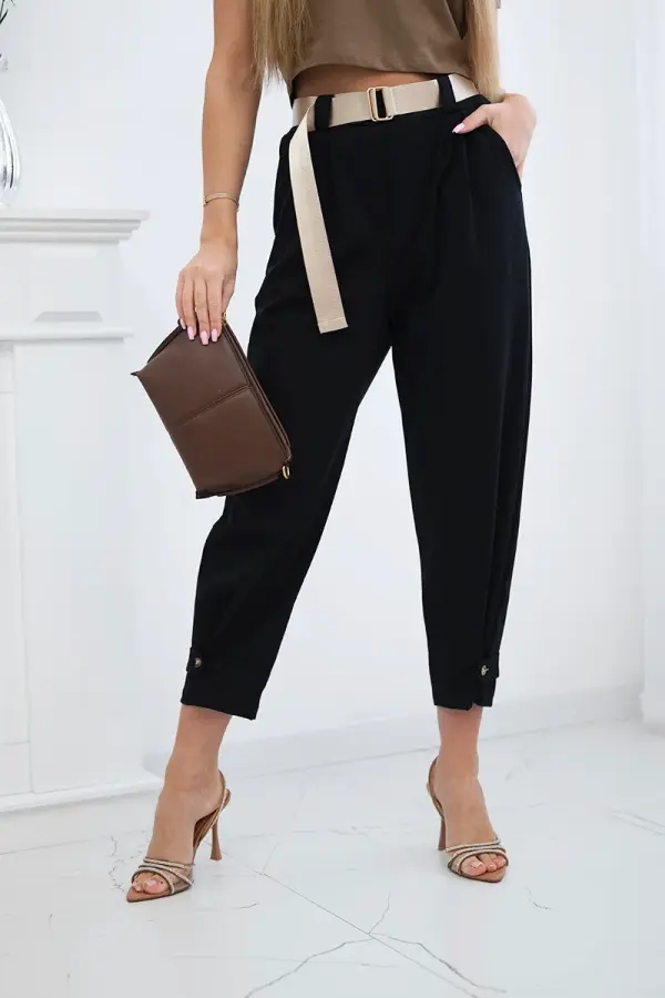 Kesi Włoski Kesi Włoski Summer Punto trousers with leg closure black