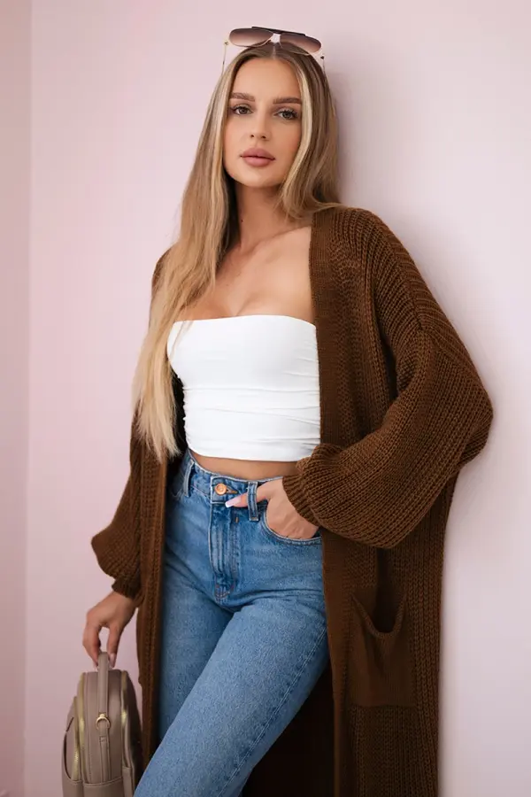 Kesi Włoski Kesi Włoski Sweater long cardigan chocolate