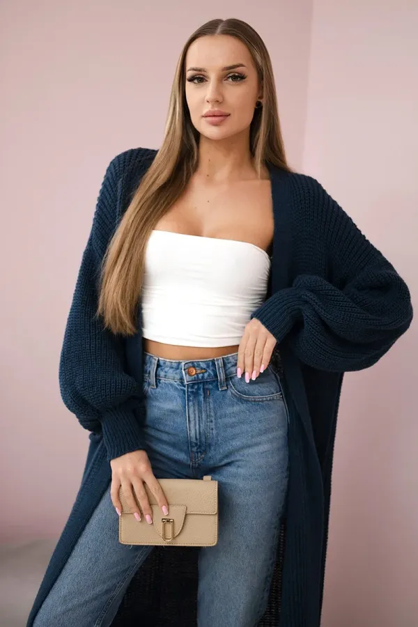 Kesi Włoski Kesi Włoski Sweater long cardigan Dark denim