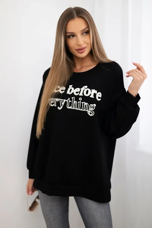 Kesi Włoski Kesi Włoski Sweatshirt with embroidered inscription black