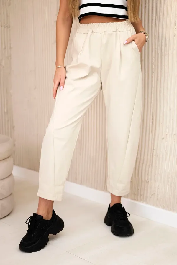 Kesi Włoski Kesi Włoski Trousers with pockets Summer Punto beige