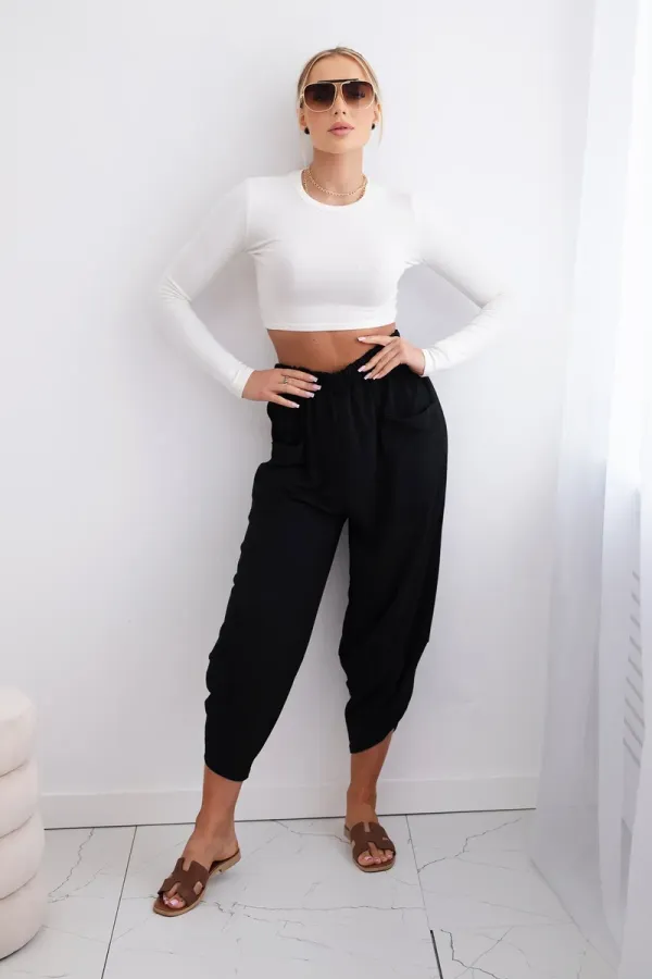 Kesi Włoski Kesi Włoski Trousers with wide leg and pockets black