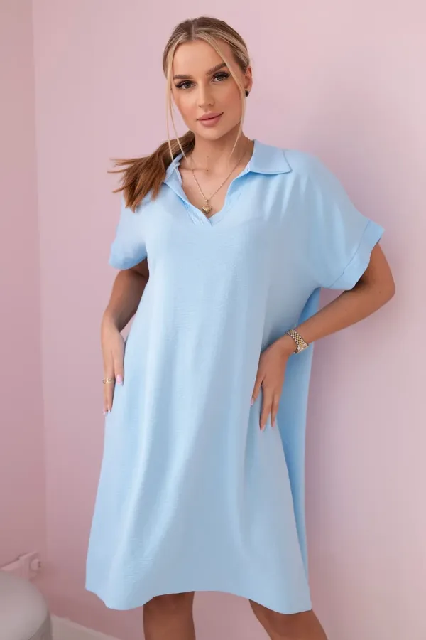 Kesi Włoski Kesi Włoski V-neck dress with collar blue